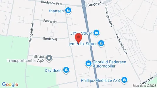 Lagerlokaler til leje i Struer - kort over placeringen