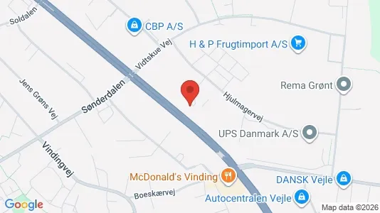 Kontorlokaler til leje i Vejle Centrum - kort over placeringen