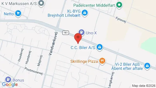 Lagerlokaler til salg i Middelfart - kort over placeringen