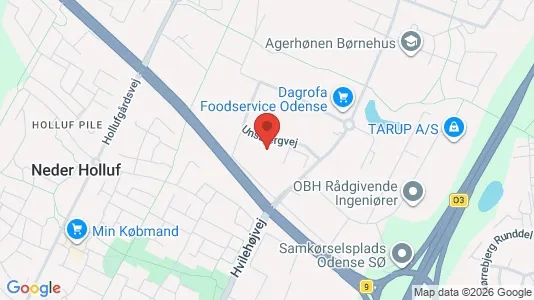 Lagerlokaler til leje i Odense SØ - kort over placeringen