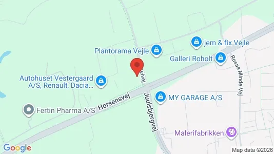 Lagerlokaler til leje i Vejle Centrum - kort over placeringen